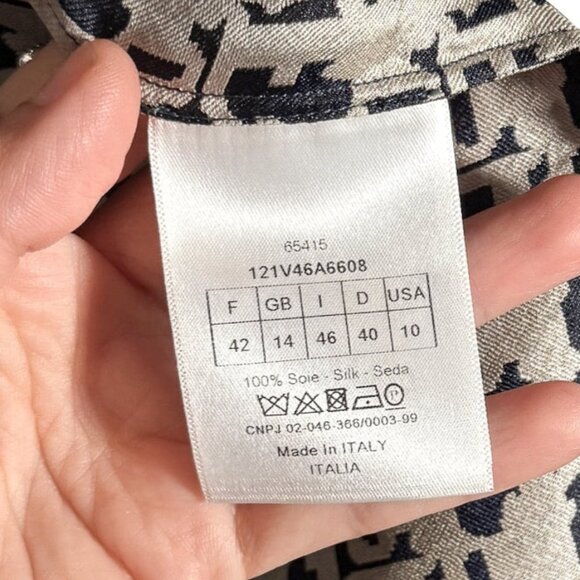 Dior Chez Moi Oblique Navy Blue Silk Twill Short Sleeves Blouse - Picture 6 of 6